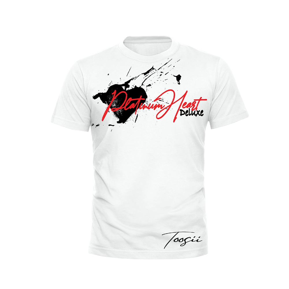 PLATINUM HEART SPLATTER WHITE T-SHIRT