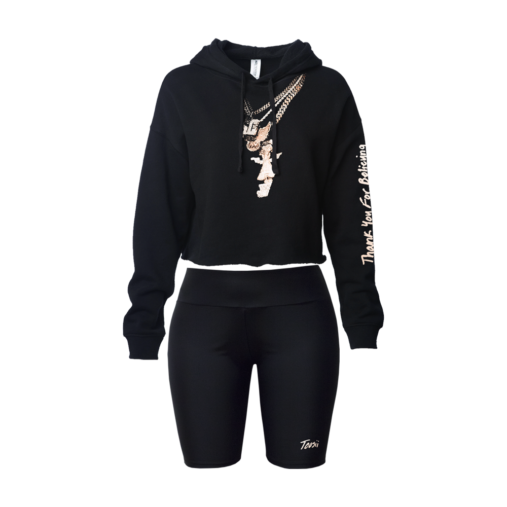 Hoodie with biker best sale shorts